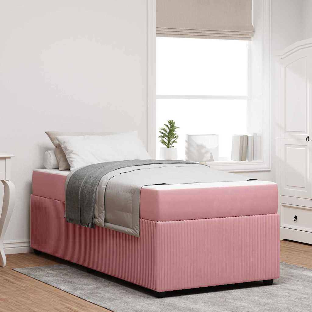 Struttura letto con materasso Rosa 100 x 200 cm Velluto