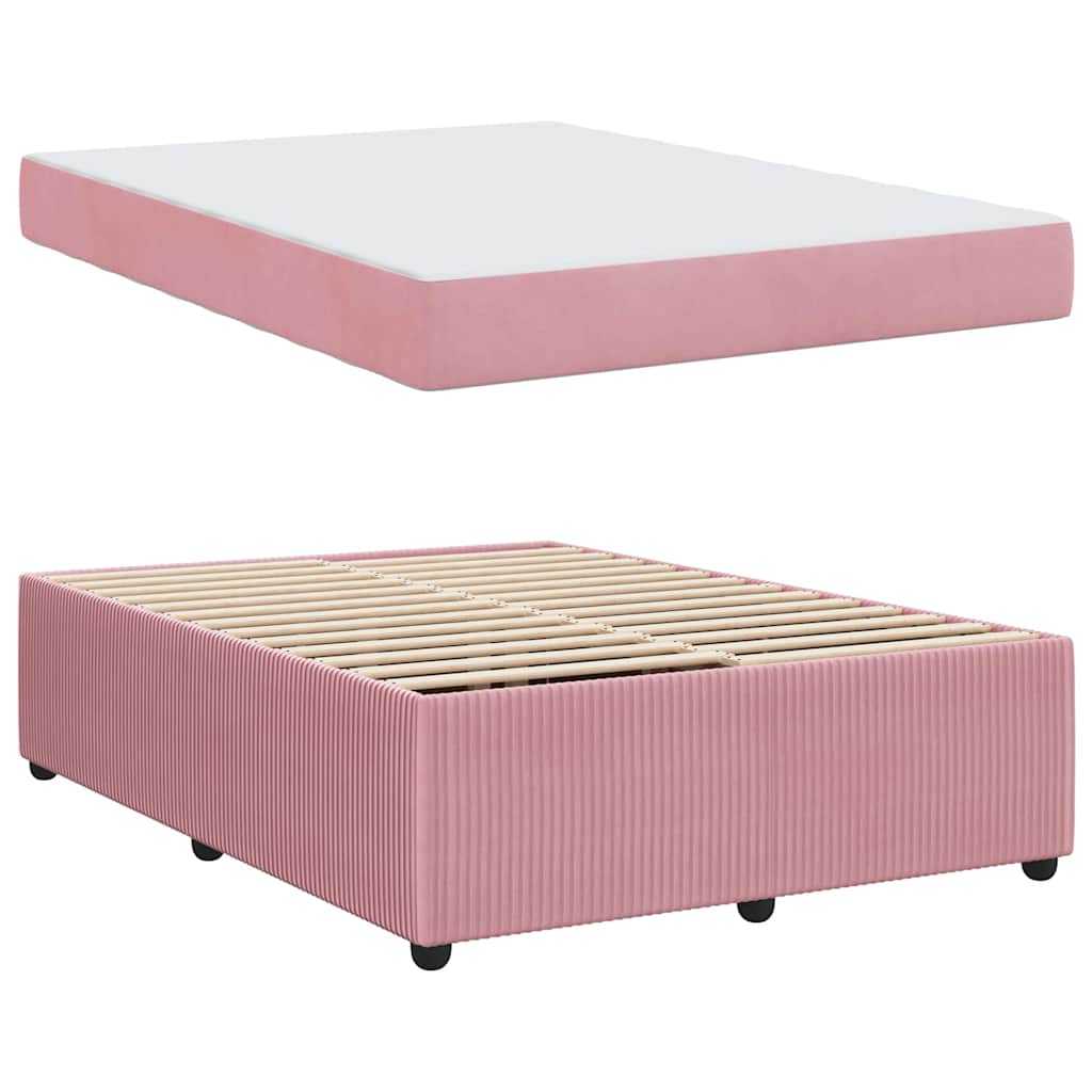 Struttura letto con materasso Rosa 140 x 200 cm Velluto