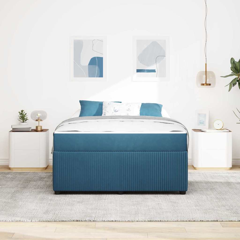 Struttura letto con materasso Blu 160 x 200 cm Velluto