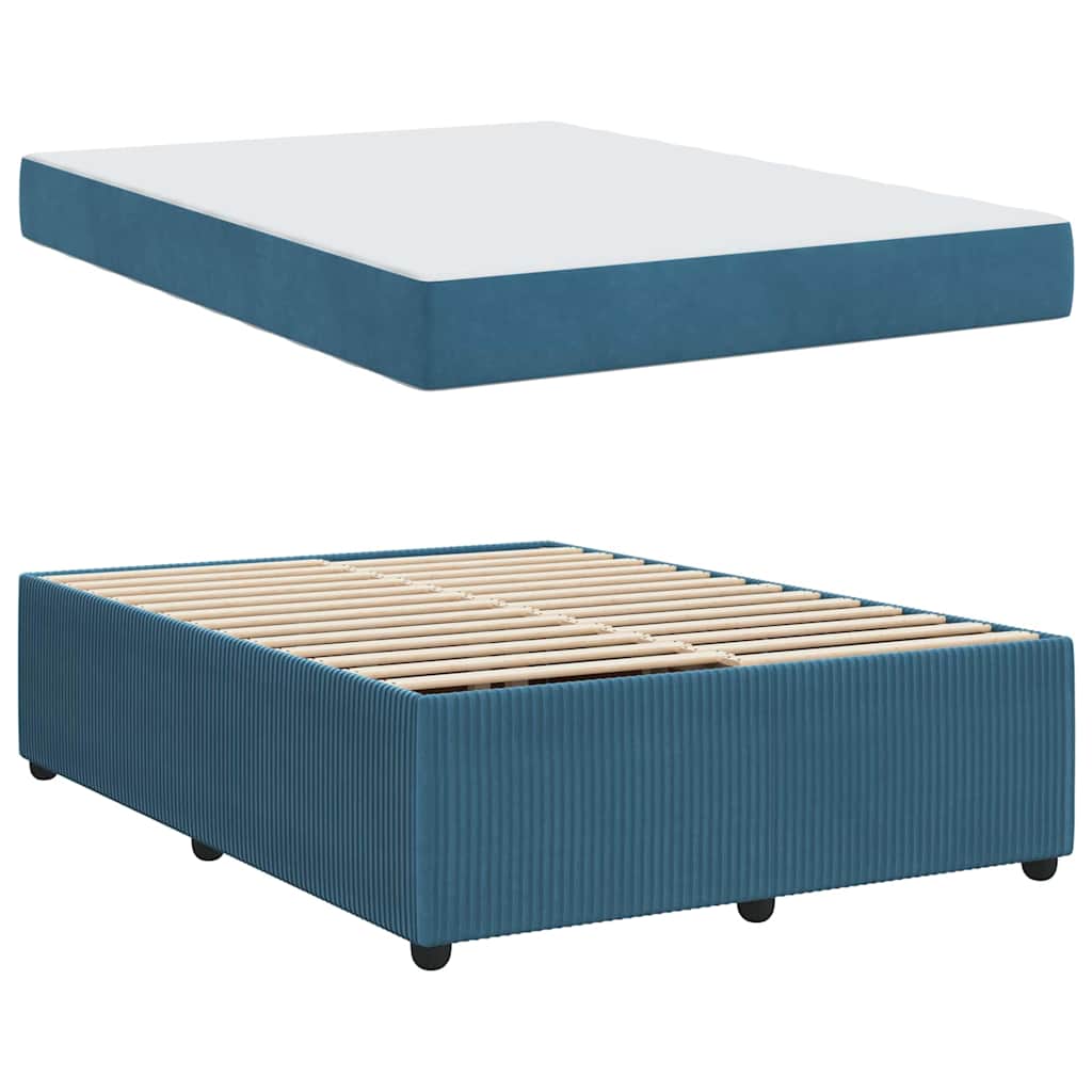 Struttura letto con materasso Blu 160 x 200 cm Velluto