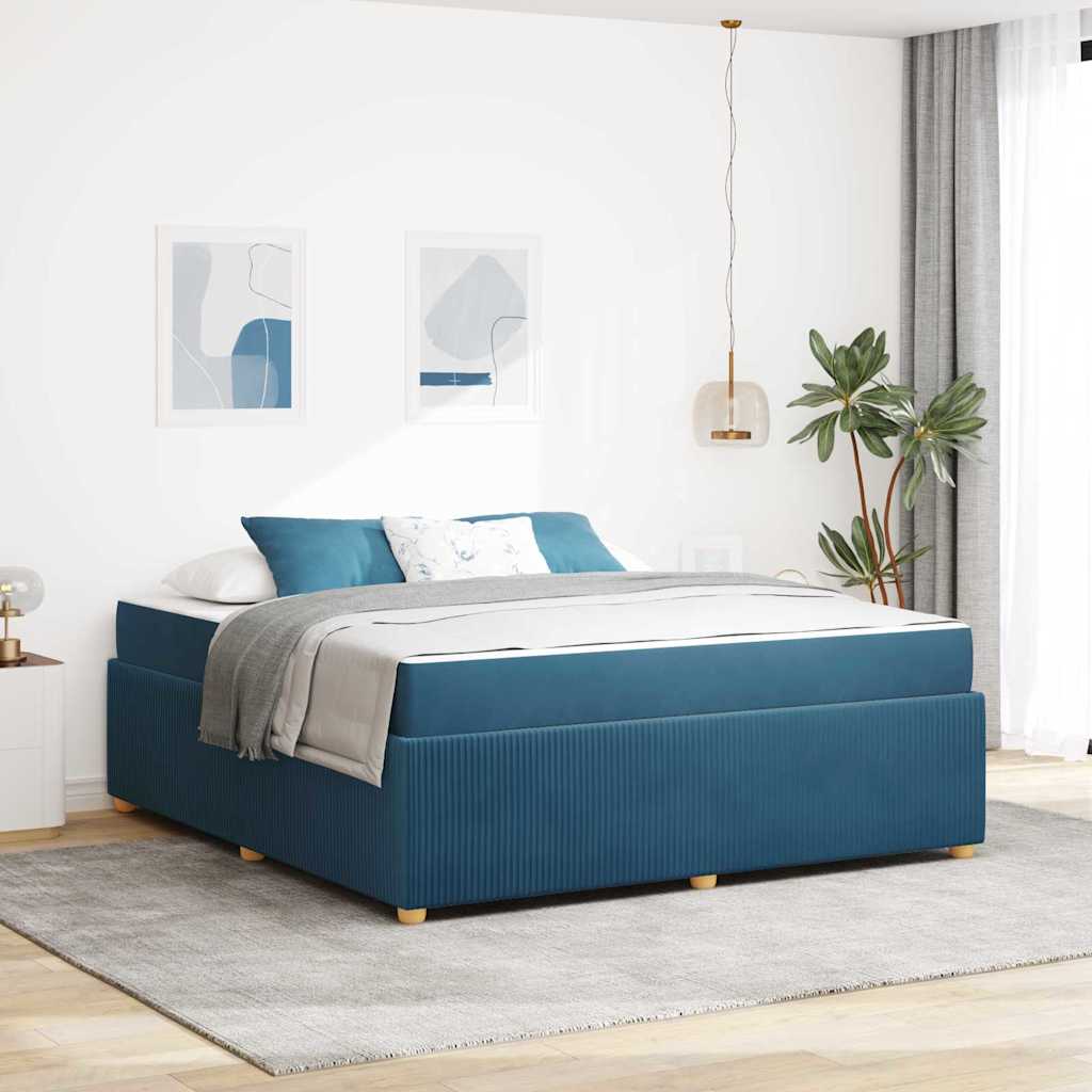 Struttura letto con materasso Blu 180 x 200 cm Velluto