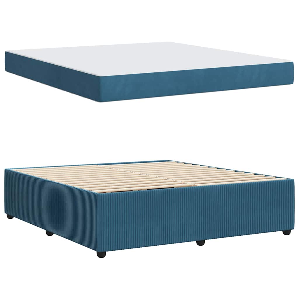 Struttura letto con materasso Blu 180 x 200 cm Velluto
