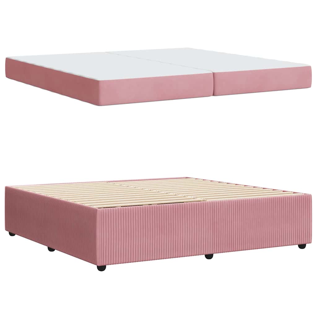 Struttura letto con materasso Rosa 200 x 200 cm Velluto