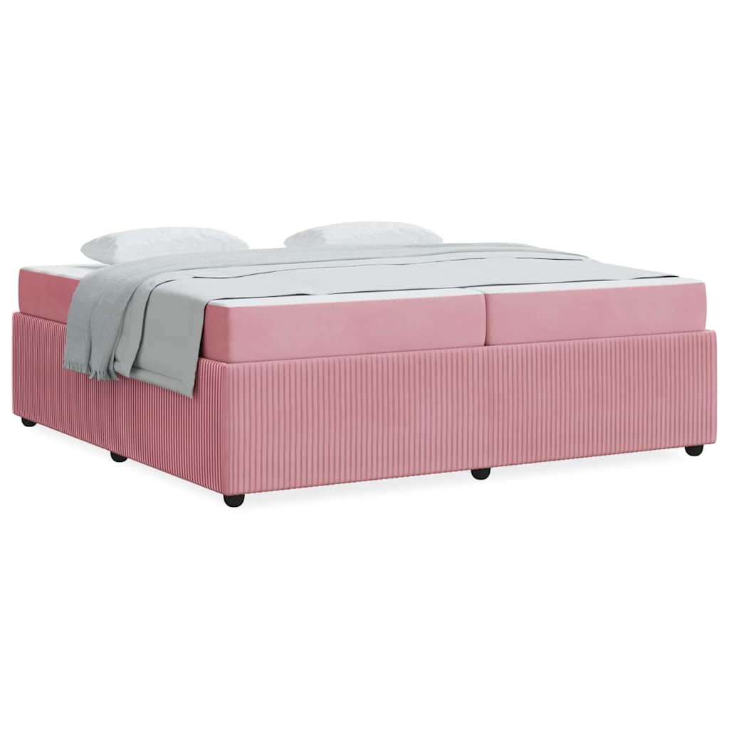 Struttura letto con materasso Rosa 200 x 200 cm Velluto