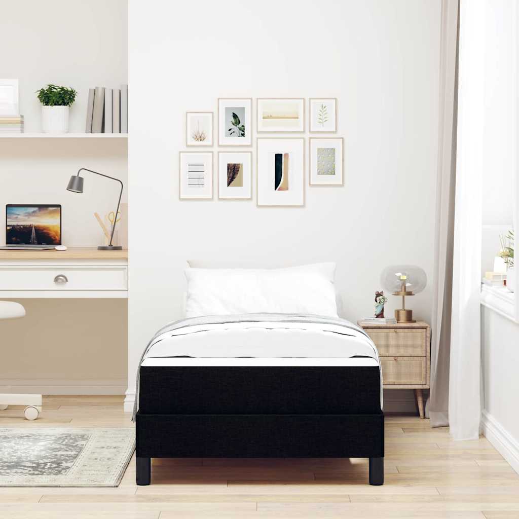 Letto a molle con materasso Nero 80 x 200 cm Tessuto