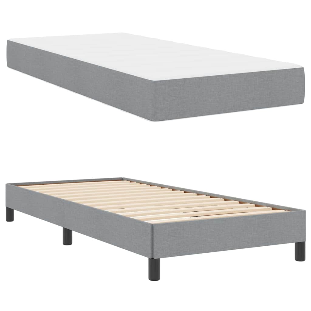 Letto a molle con materasso Grigio chiaro 90 x 190 cm Tessuto