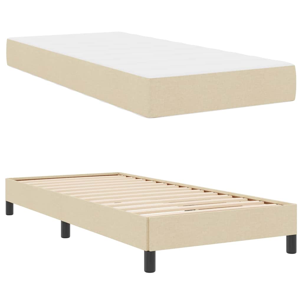 Letto a molle con materasso Crema 90 x 190 cm Tessuto
