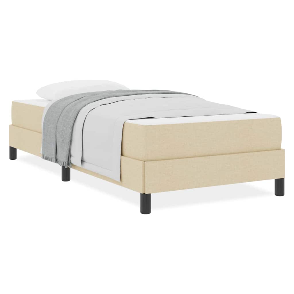 Letto a molle con materasso Crema 90 x 190 cm Tessuto