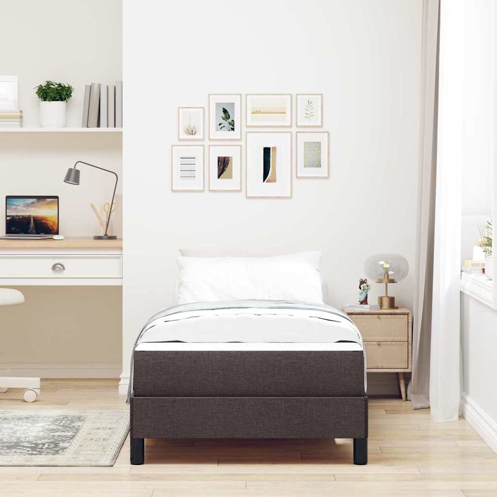 Letto a molle con materasso Marrone scuro 90 x 200 cm Tessuto