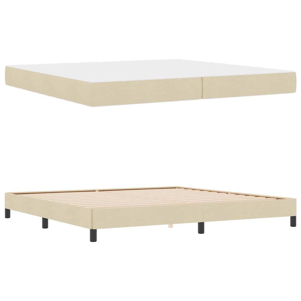 Letto a molle con materasso Crema 200 x 200 cm Tessuto