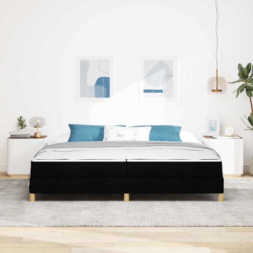 Letto a molle Nero e Marrone 200 x 200 cm