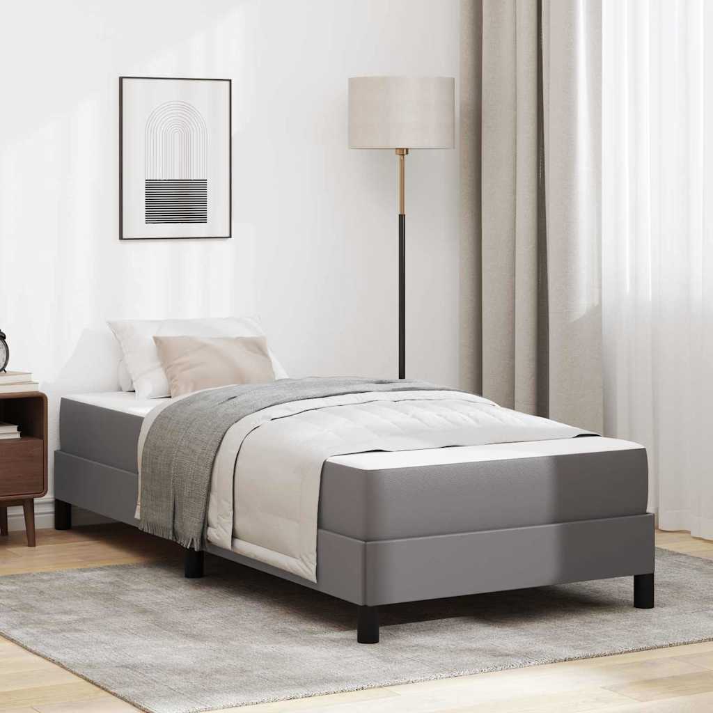 Letto con materasso Grigio 100 x 200 cm Pelle sintetica