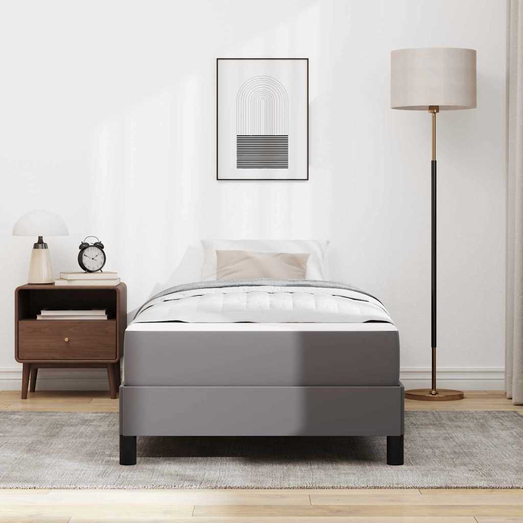 Letto con materasso Grigio 100 x 200 cm Pelle sintetica