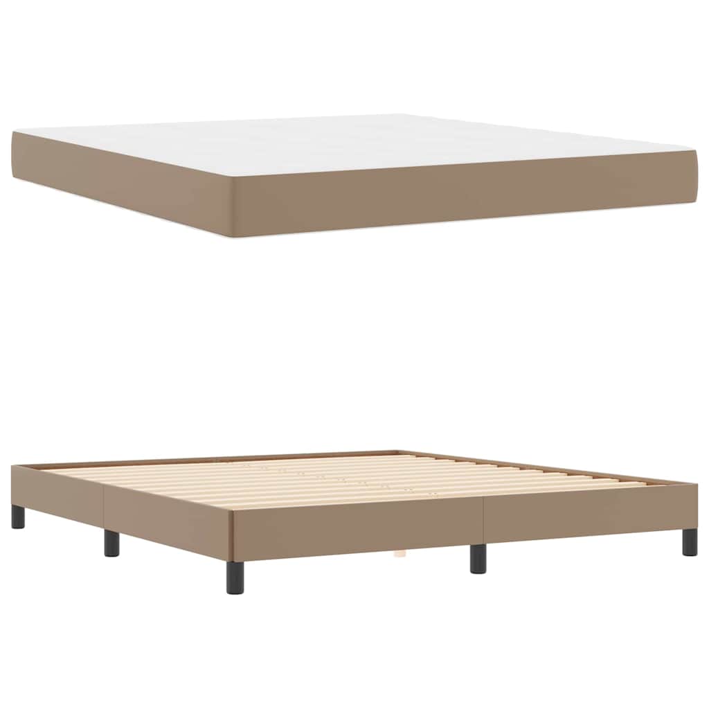 Letto con materasso Cappuccino 180 x 200 cm Pelle sintetica