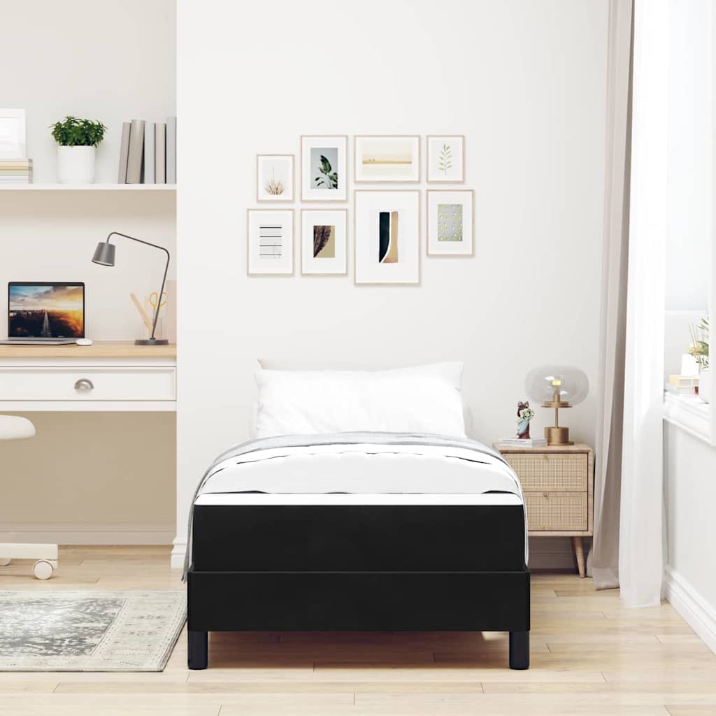 Letto box spring con materasso Nero 100 x 200 cm Velluto