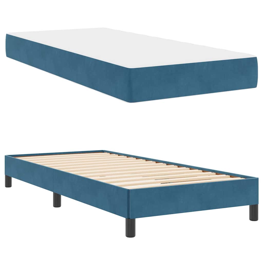 Letto box spring con materasso Blu Scuro 100 x 200 cm Velluto