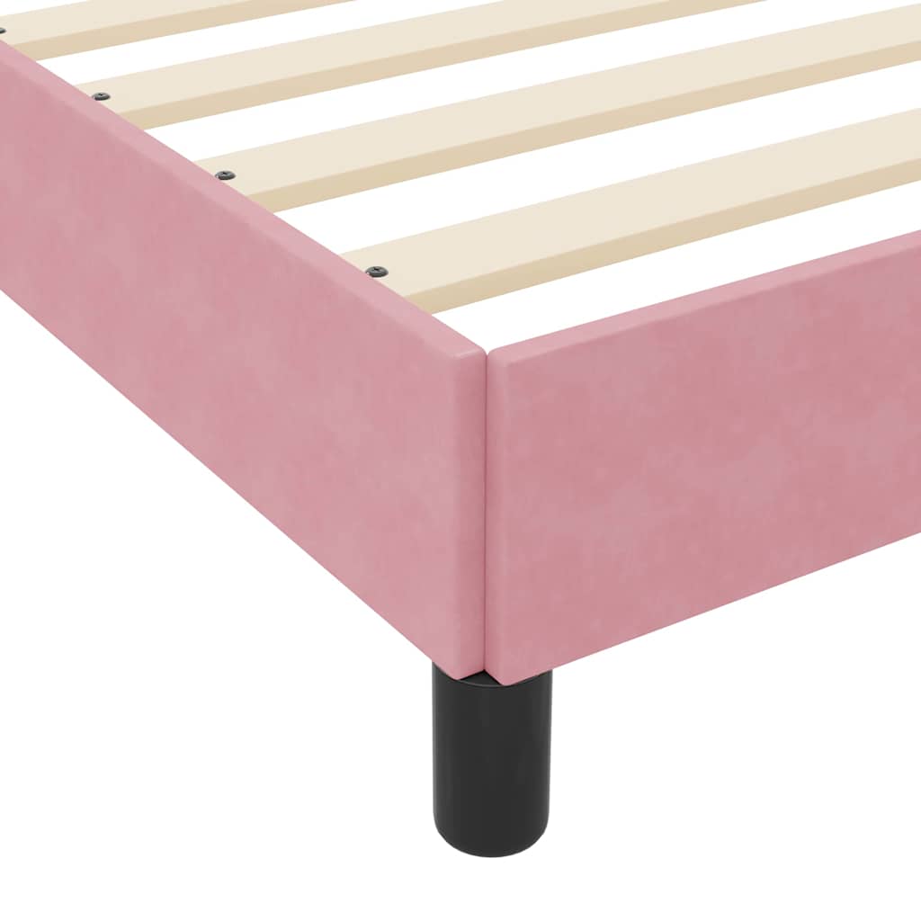 Letto box spring con materasso Rosa 100 x 200 cm Velluto