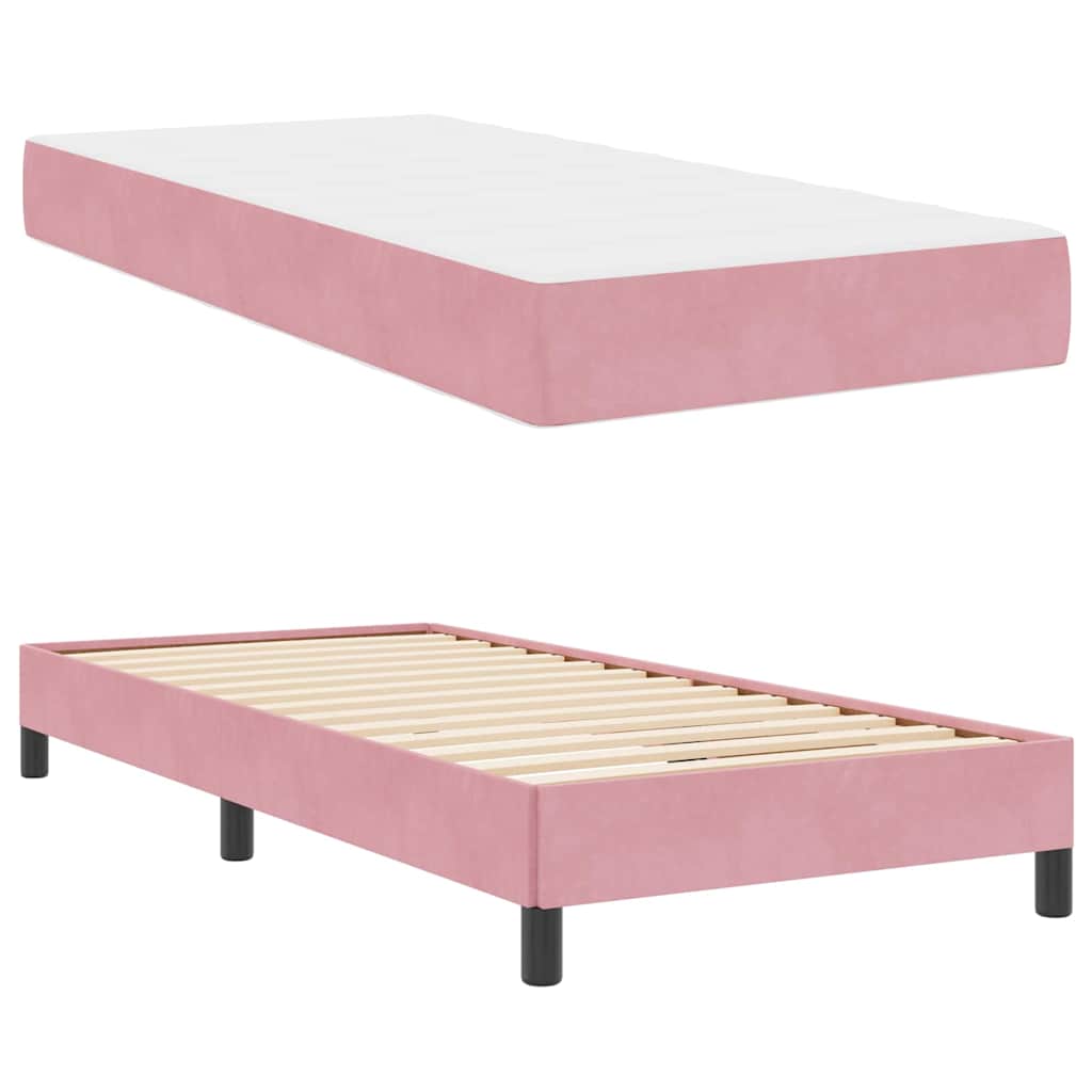 Letto box spring con materasso Rosa 100 x 200 cm Velluto