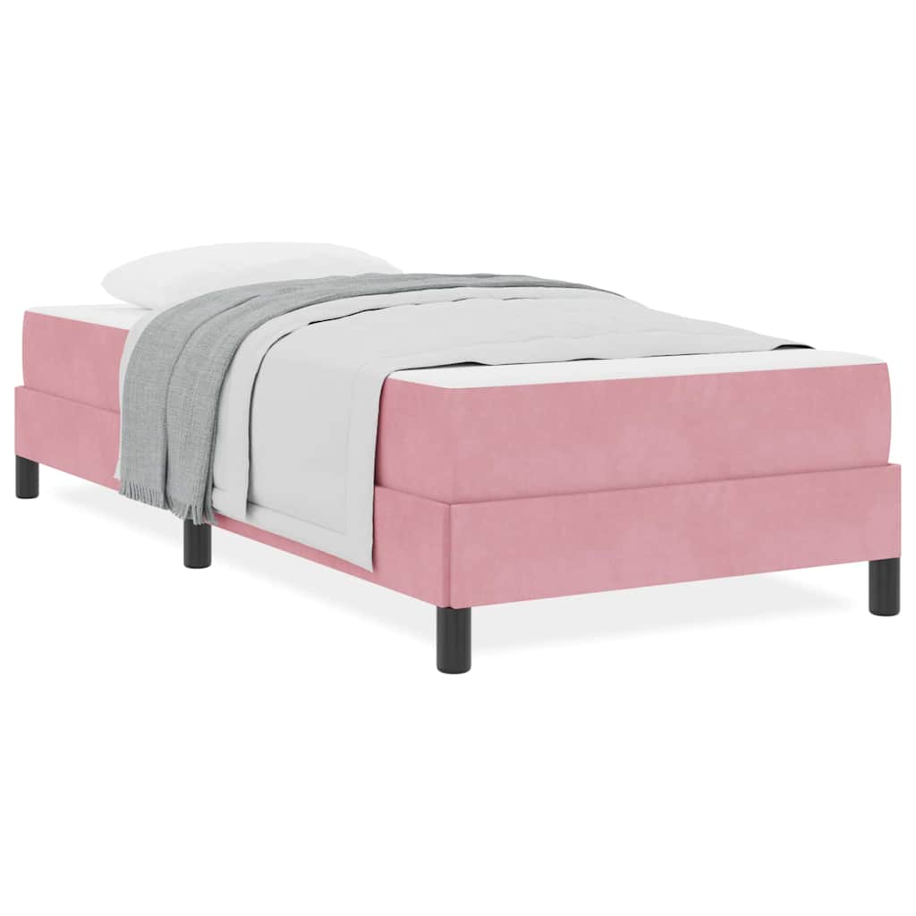 Letto box spring con materasso Rosa 100 x 200 cm Velluto