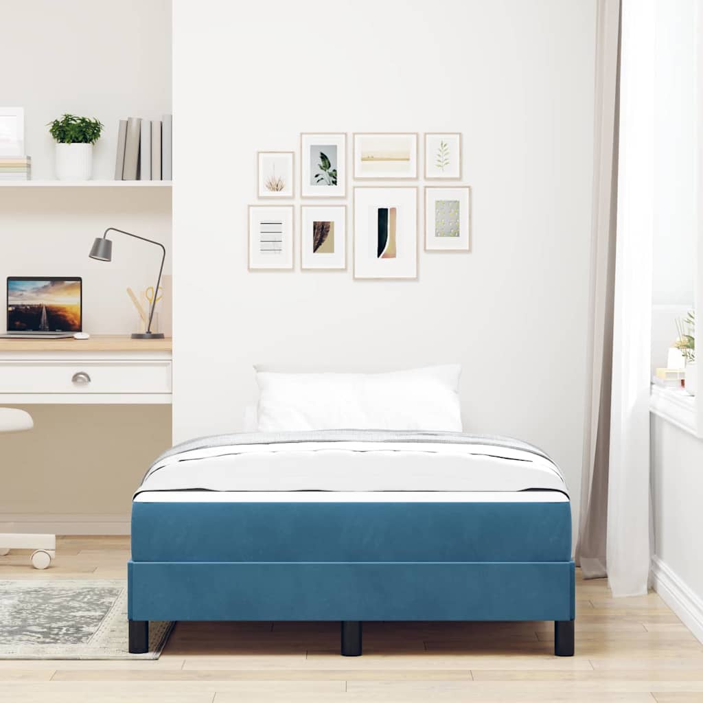 Letto box spring con materasso Blu Scuro 120 x 200 cm Velluto