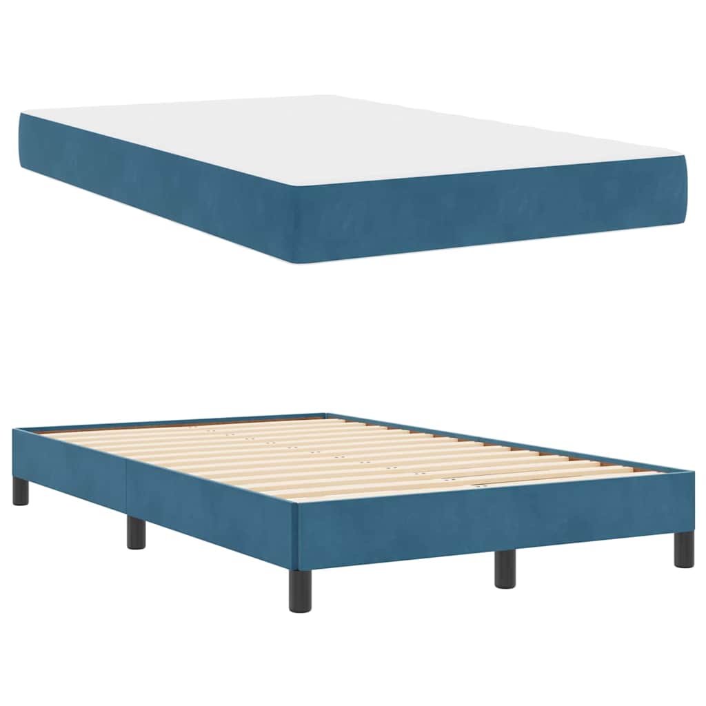 Letto box spring con materasso Blu Scuro 120 x 200 cm Velluto