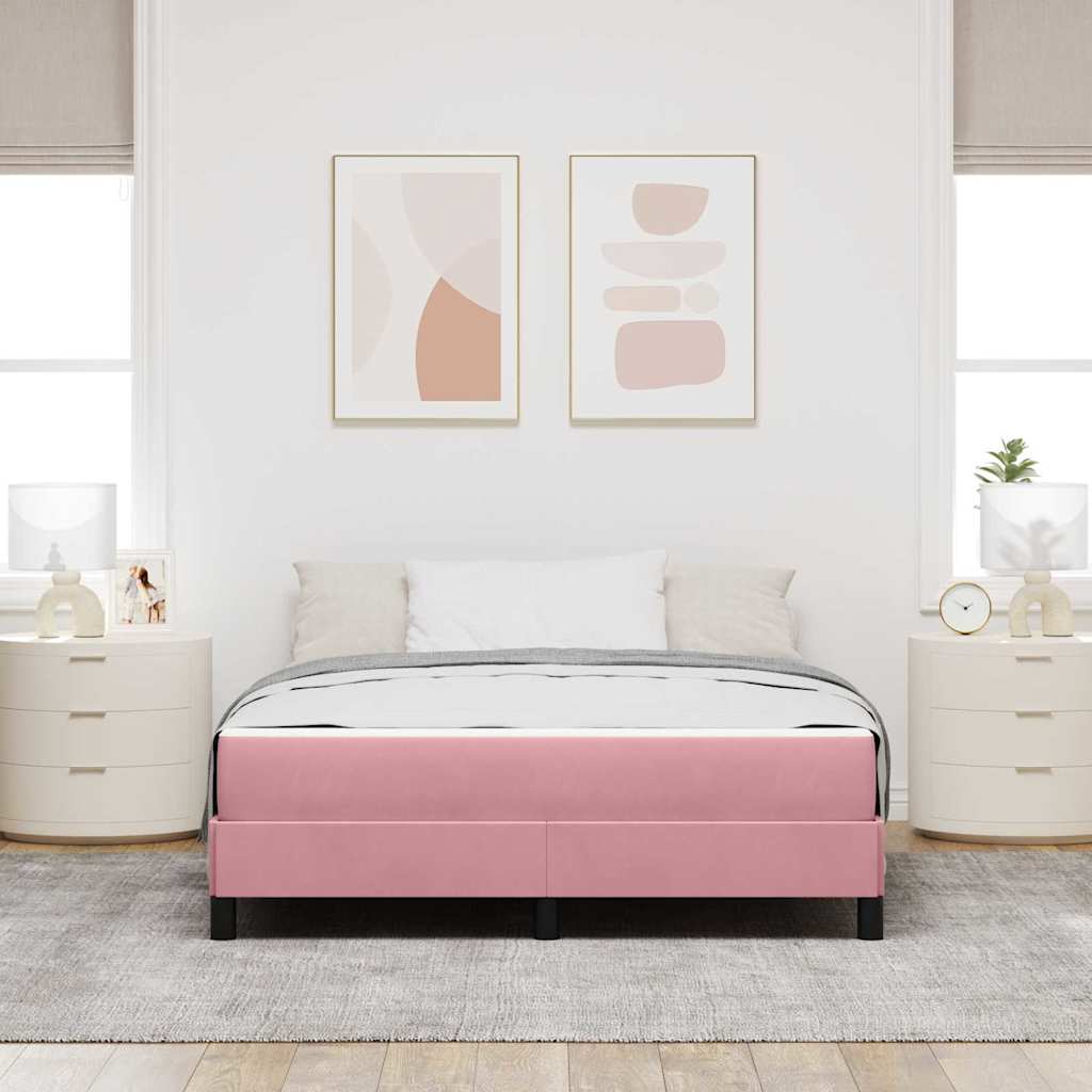Letto box spring con materasso Rosa 160 x 200 cm Velluto