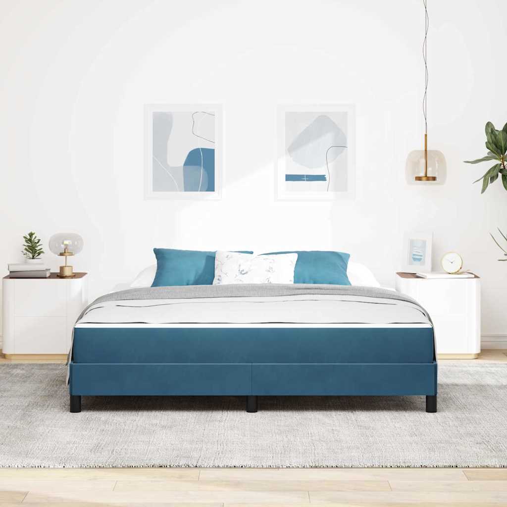 Letto box spring con materasso Blu Scuro 180 x 200 cm Velluto