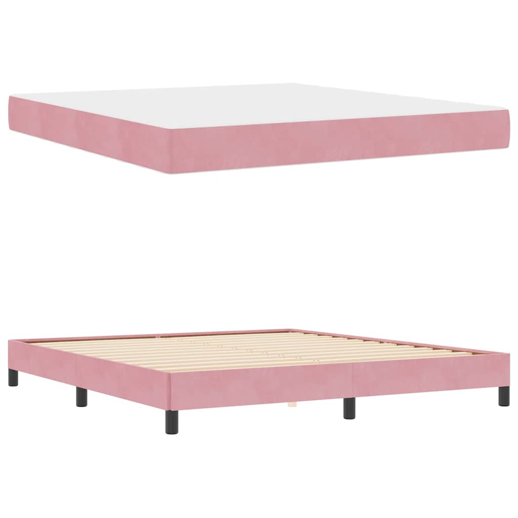 Letto box spring con materasso Rosa 180 x 200 cm Velluto
