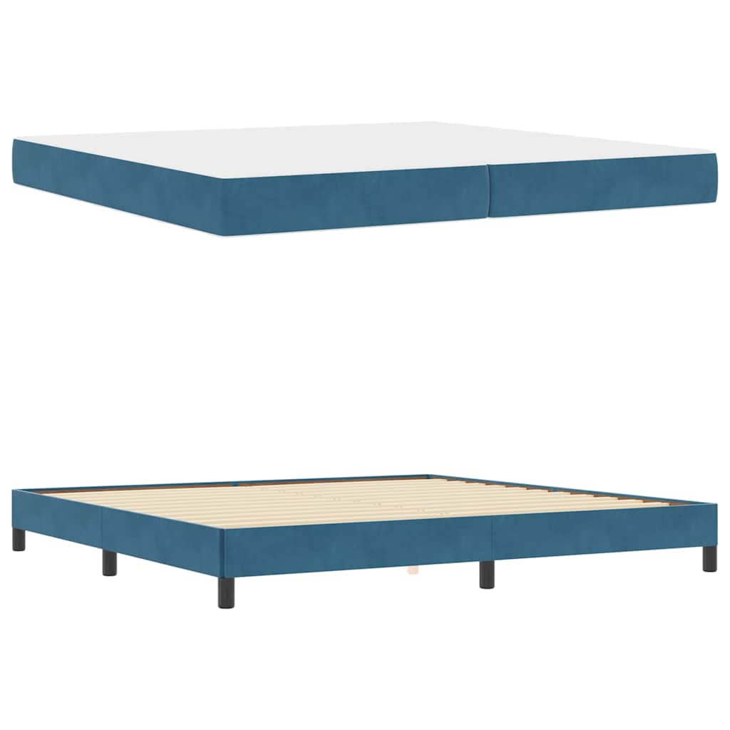 Letto box spring con materasso Blu Scuro 200 x 200 cm Velluto