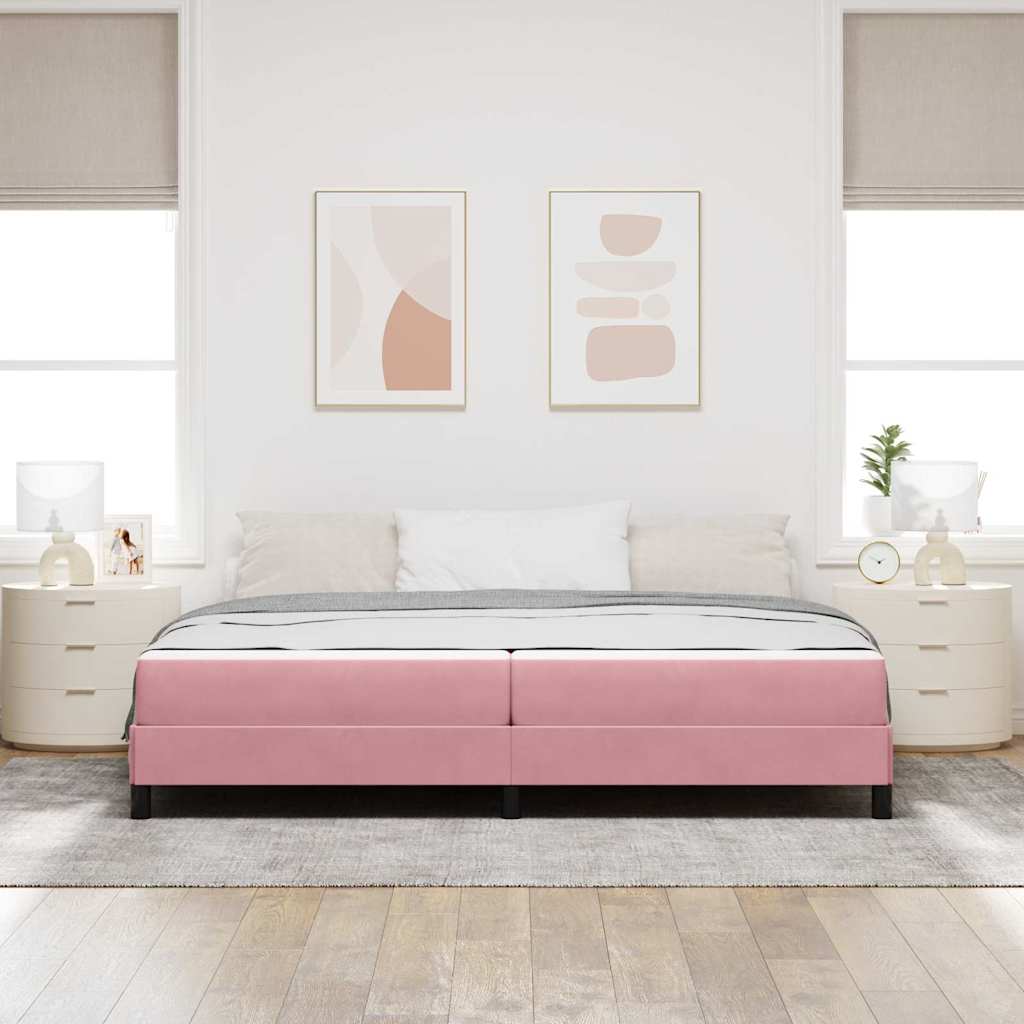 Letto box spring con materasso Rosa 200 x 200 cm Velluto