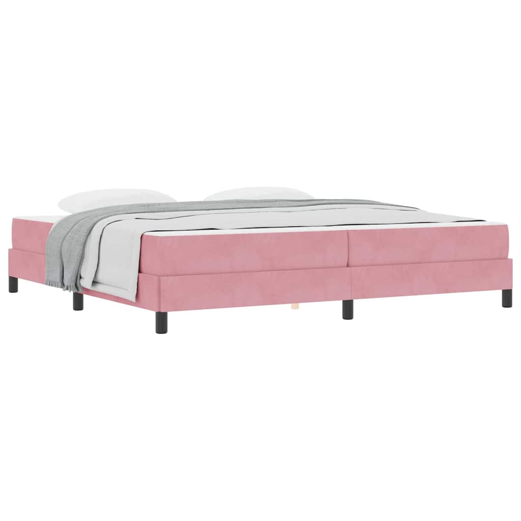 Letto box spring con materasso Rosa 200 x 200 cm Velluto