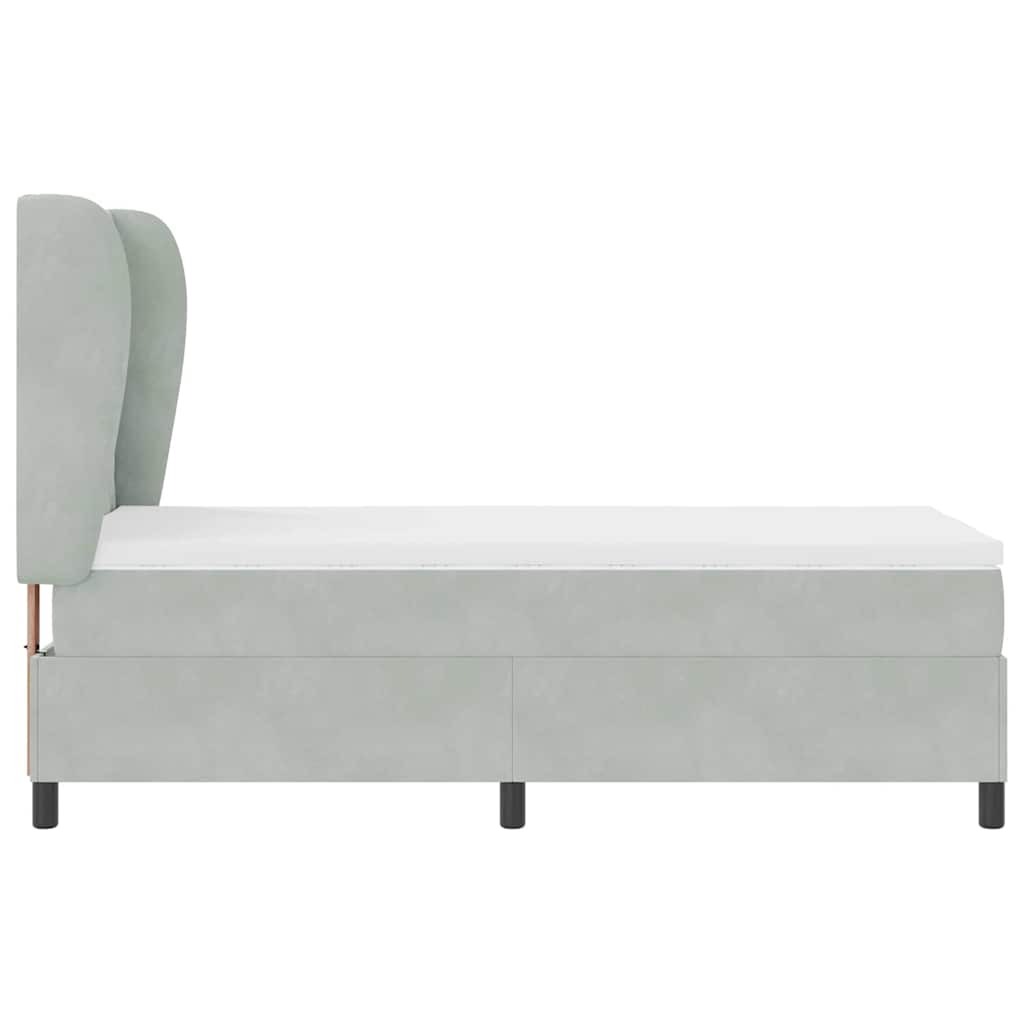Letto a molle con materasso Grigio chiaro 100 x 200 cm Velluto
