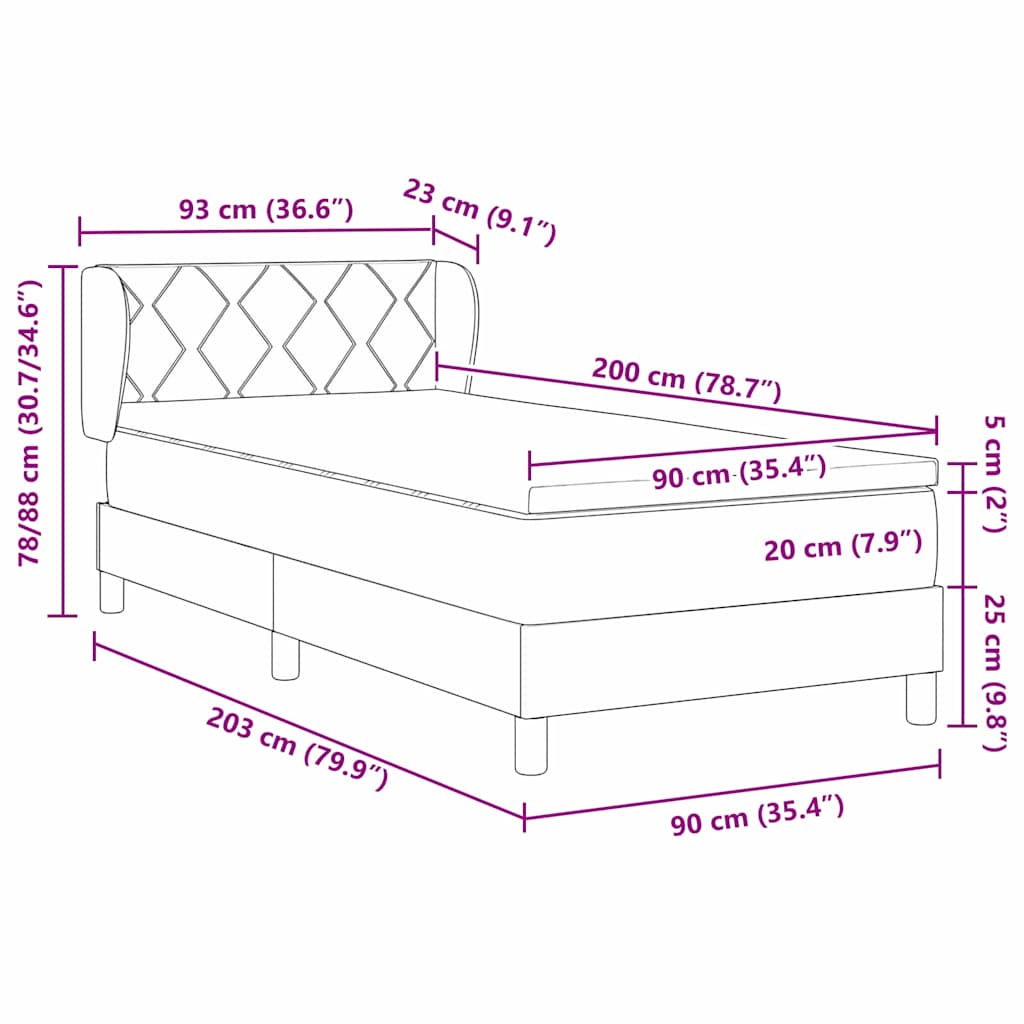 Letto a molle con testiera Verde Scuro 200 x 90 cm Velluto | homemem39