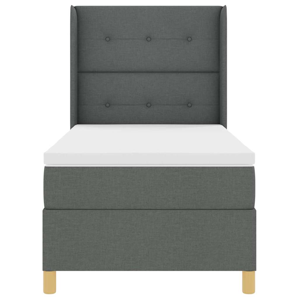 Letto a molle con testiera Grigio scuro 100 x 200 cm Tessuto | homemem39