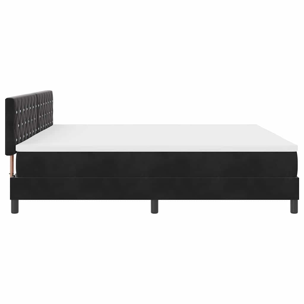 Letto a Sorgente LED con materasso Nero 200 x 200 cm Velluto