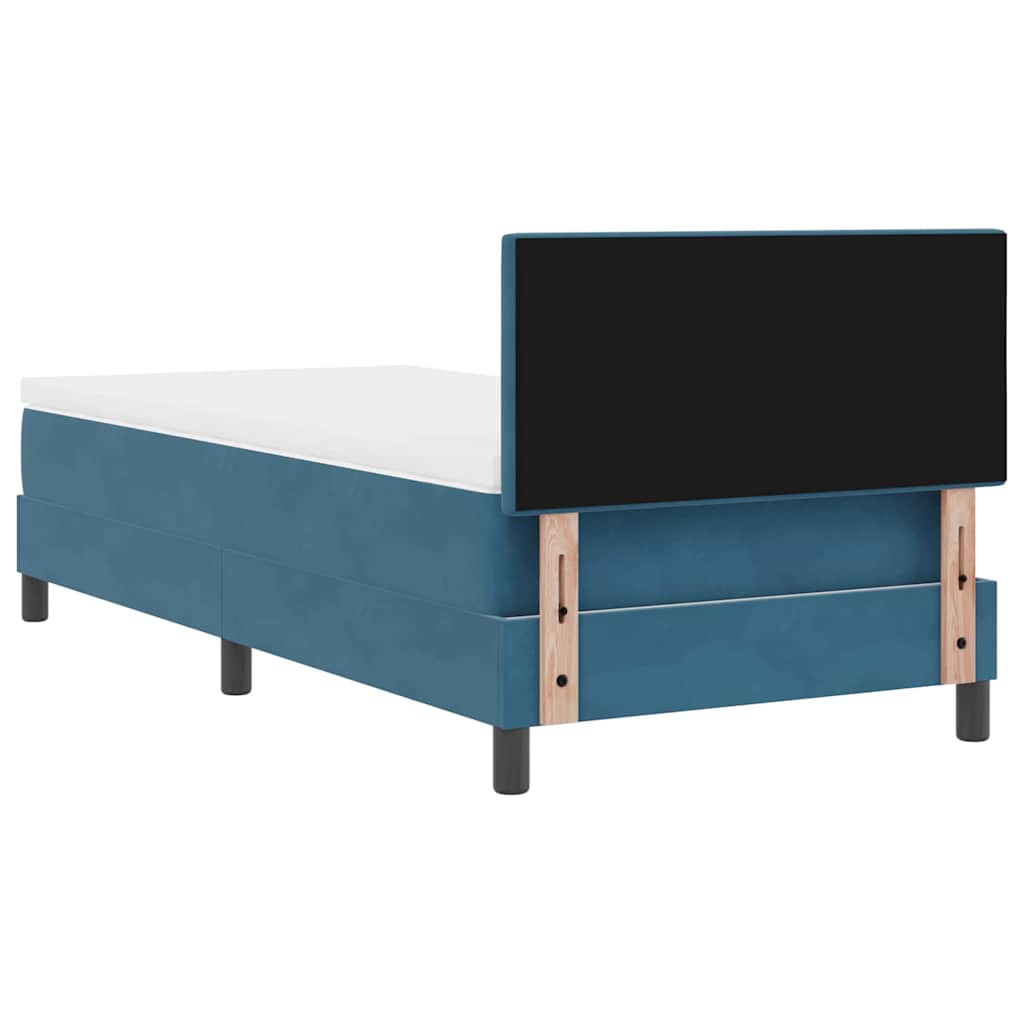 Letto a molle con testiera Blu scuro 90 x 200 cm Velluto