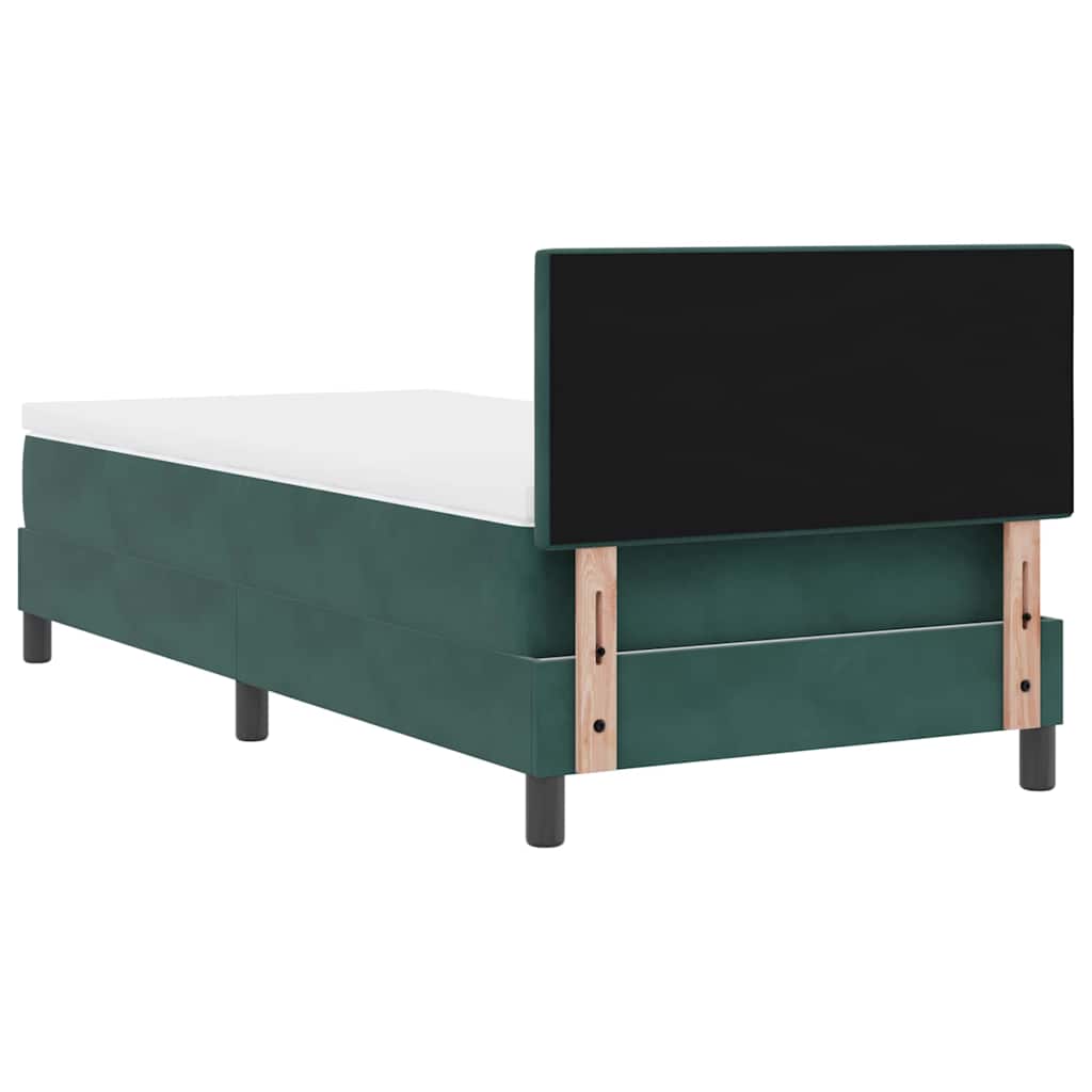 Letto a molle con testiera Verde scuro 100 x 200 cm Velluto