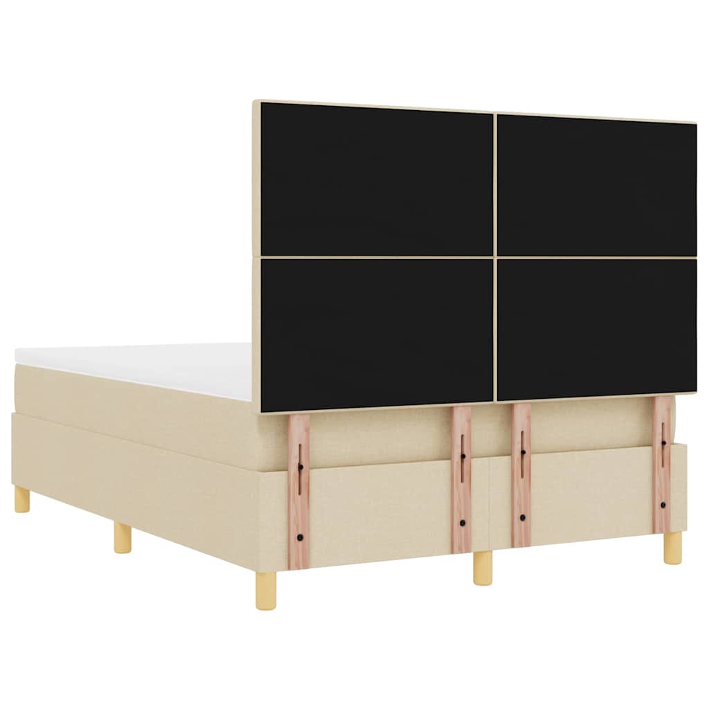 Letto a Sorgente LED con testiera Crema 140 x 190 cm Tessuto | homemem39