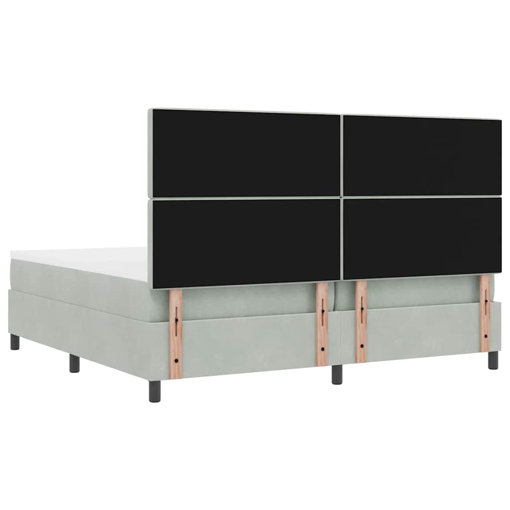 Letto a Sorgente LED Grigio chiaro 200 x 200 cm Velluto | homemem39