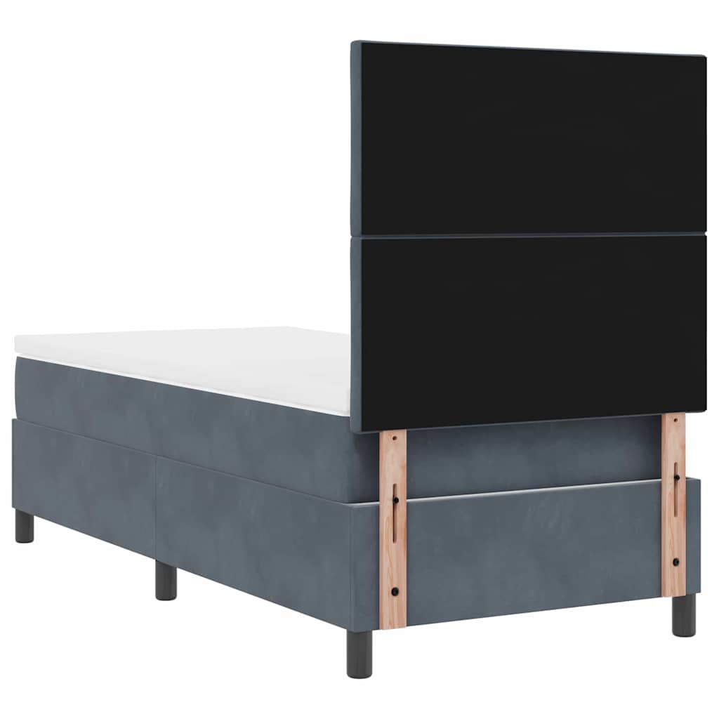 Letto a molle con materasso Grigio scuro 100 x 200 cm Velluto