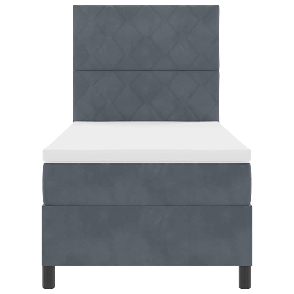 Letto a molle con materasso Grigio scuro 100 x 200 cm Velluto