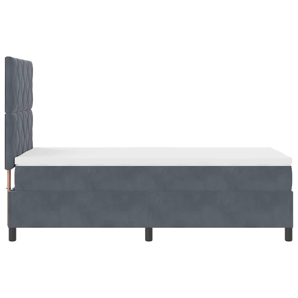 Letto a molle con materasso Grigio scuro 100 x 200 cm Velluto