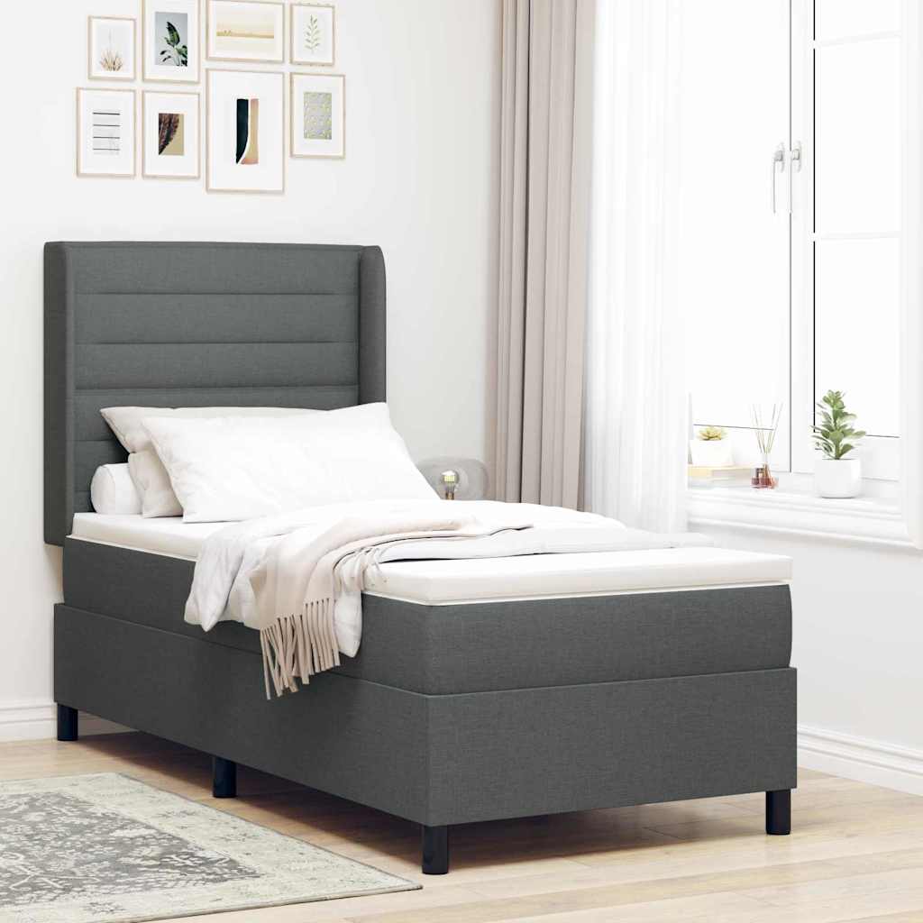 Letto a molle con materasso Grigio scuro 100 x 200 cm Tessuto