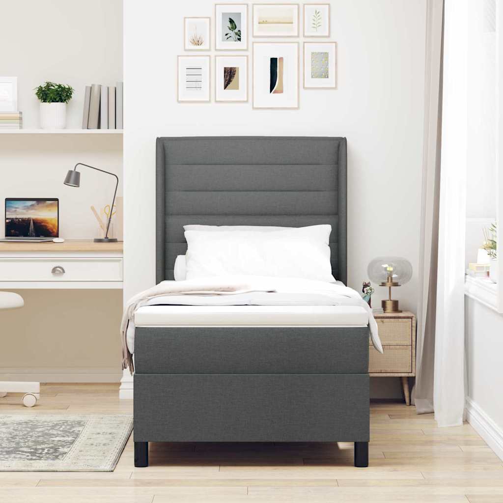Letto a molle con materasso Grigio scuro 100 x 200 cm Tessuto