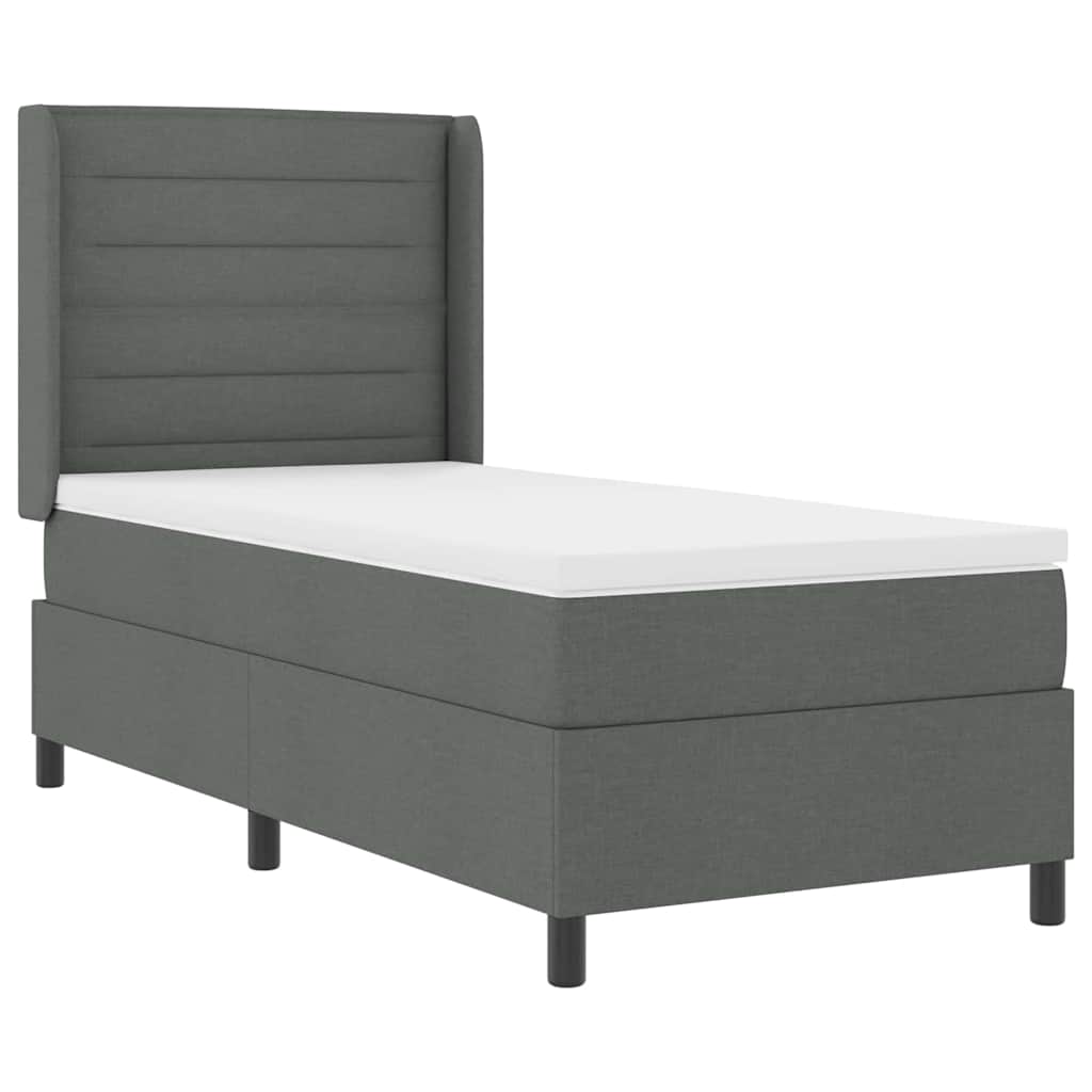 Letto a molle con materasso Grigio scuro 100 x 200 cm Tessuto