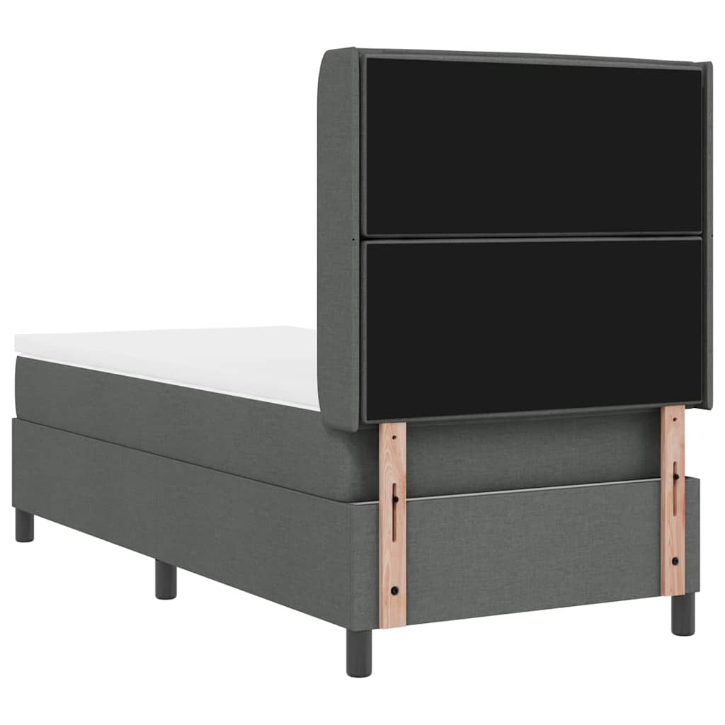 Letto a molle con materasso Grigio scuro 100 x 200 cm Tessuto