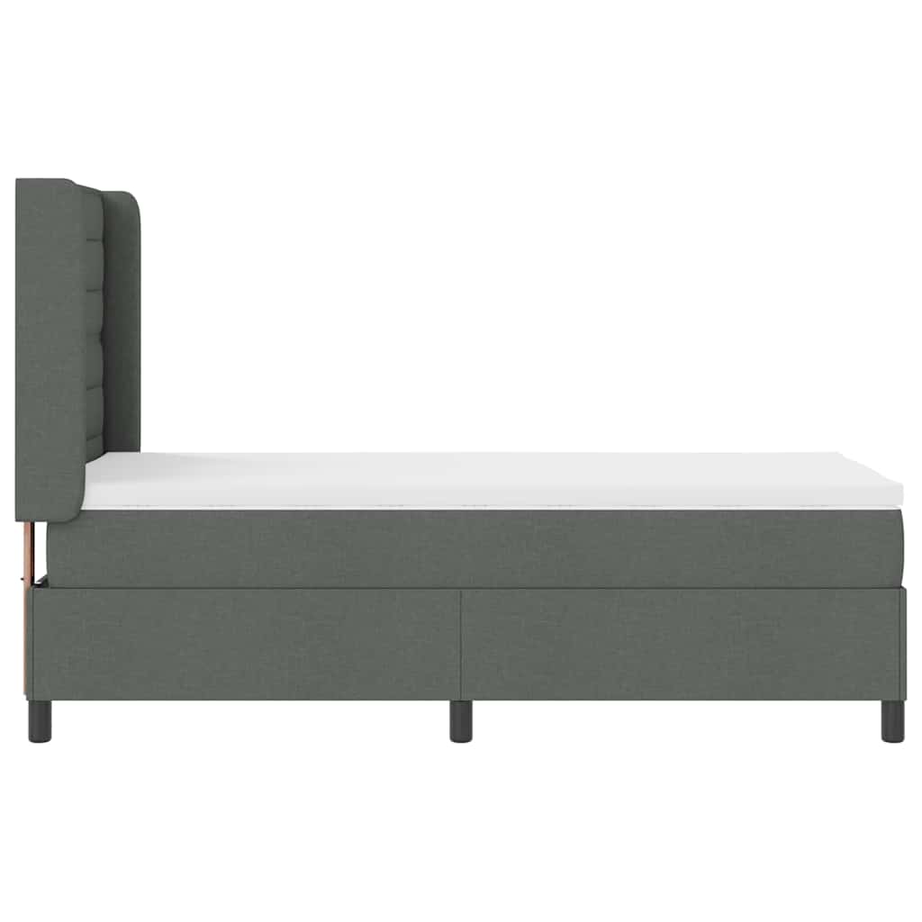Letto a molle con materasso Grigio scuro 100 x 200 cm Tessuto