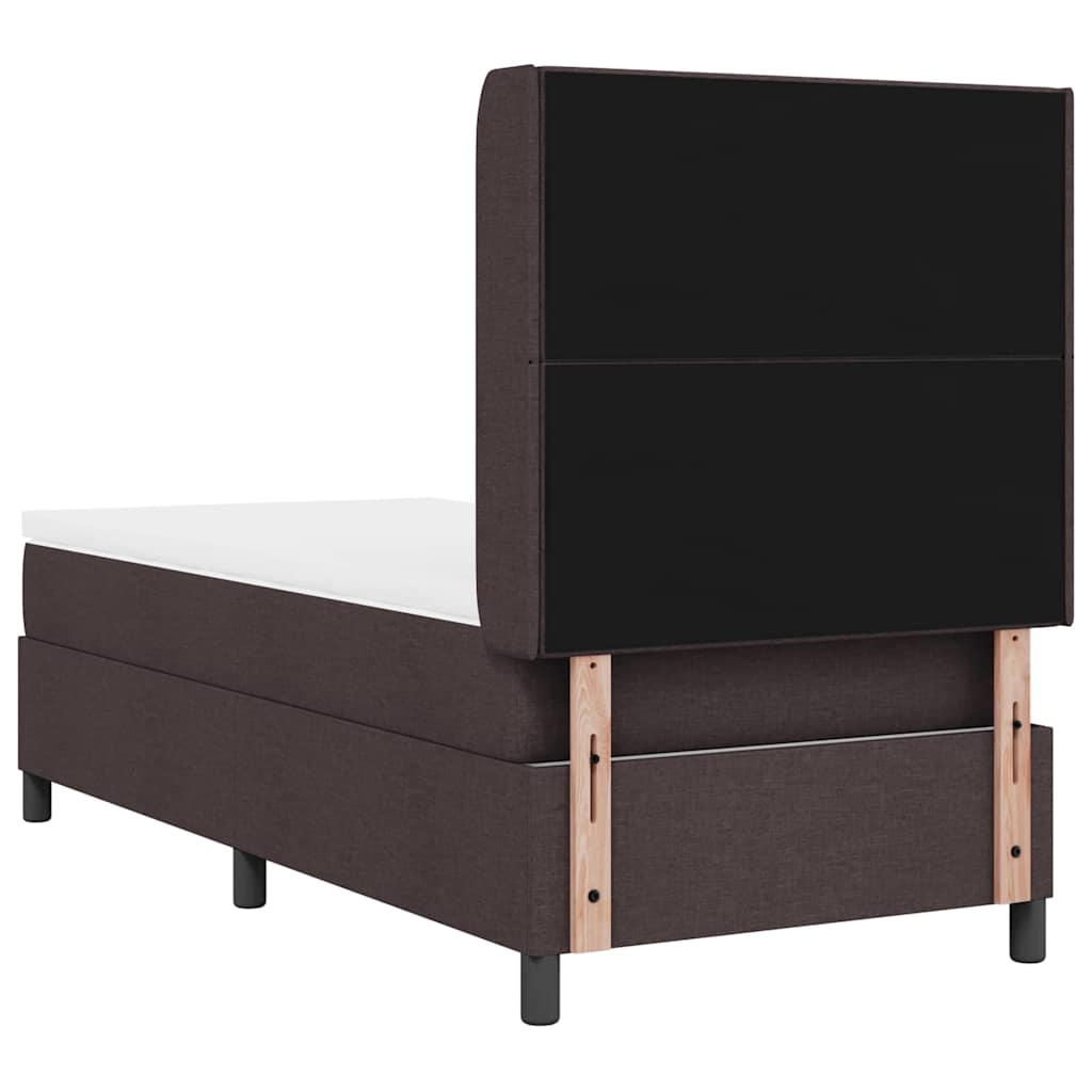 Letto a molle con materasso Marrone scuro 100 x 200 cm Tessuto