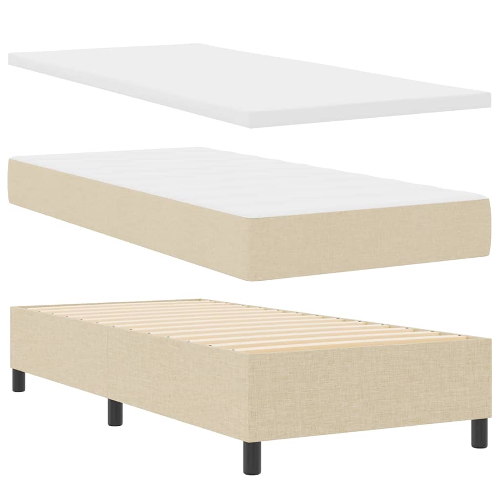 Letto a molle con materasso Crema 100 x 200 cm Tessuto