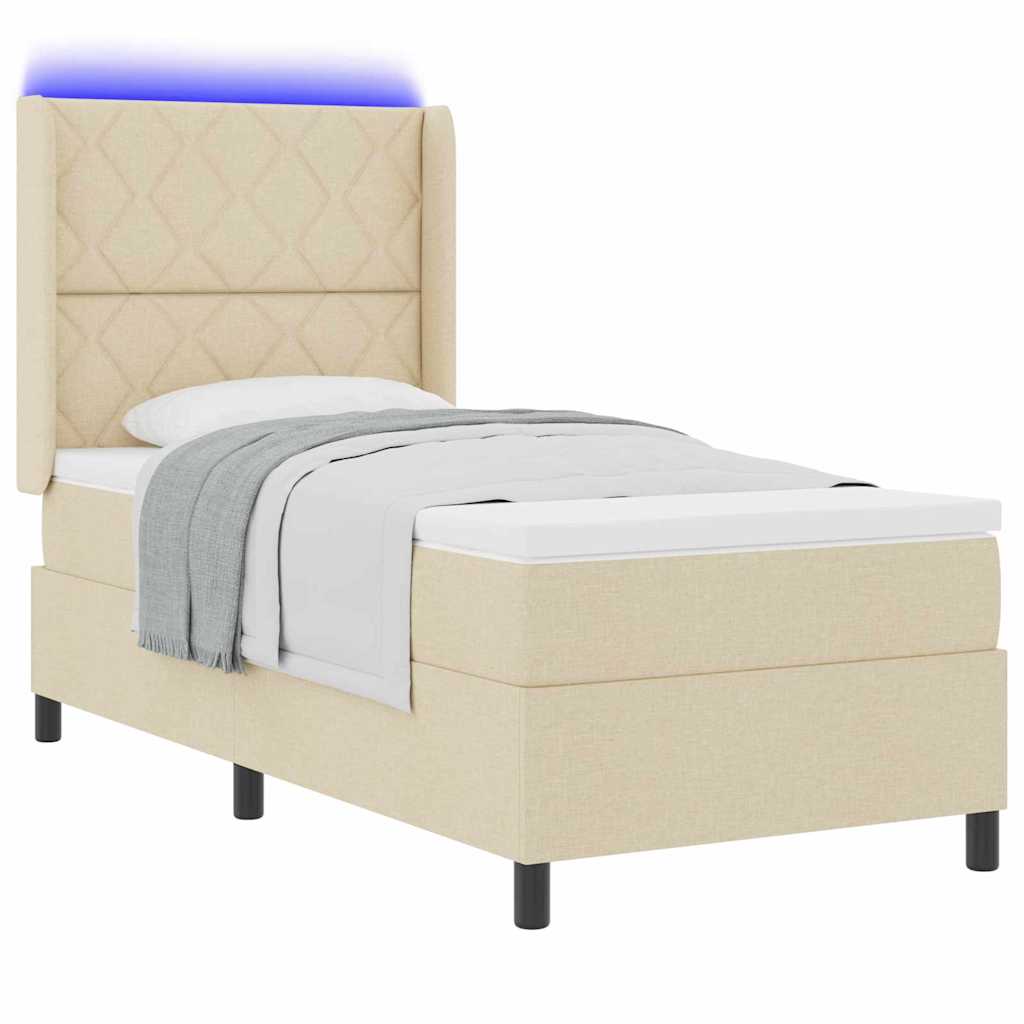 Letto a molle con materasso Crema 100 x 200 cm Tessuto